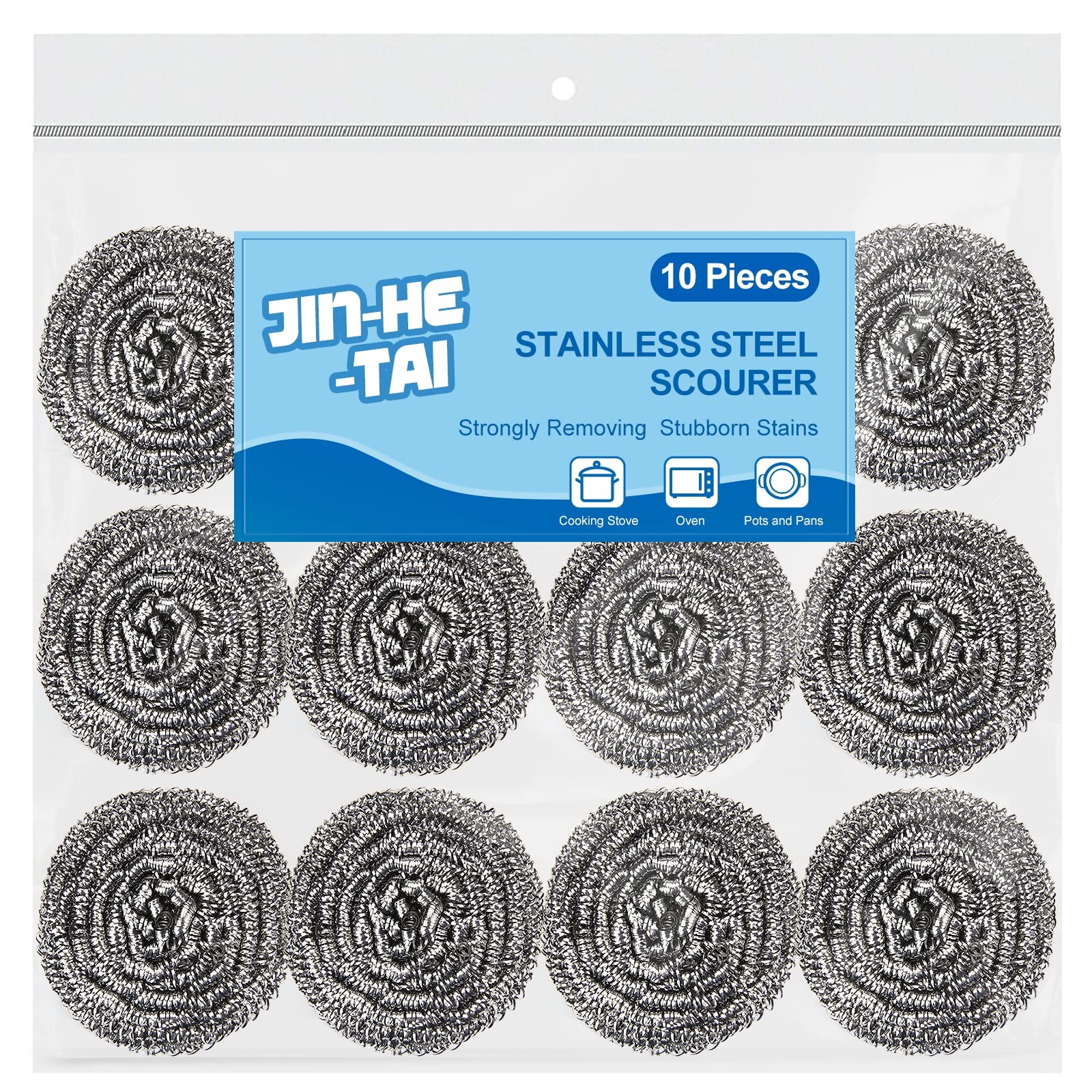 Stainless Steel Scrubber Pads 10 Pack Heavy Duty Scouring Pads for Pots Pans