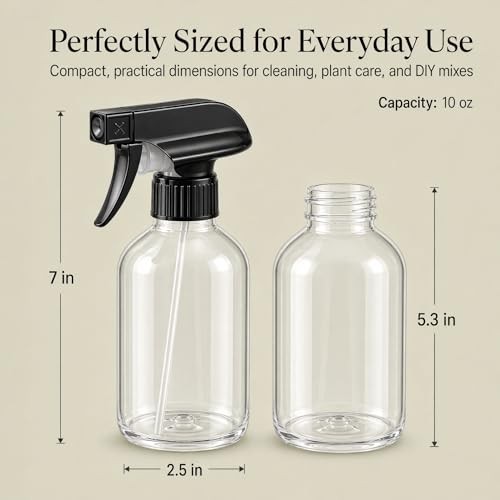 2 Pack Plastic Spray Bottles 10 oz Adjustable Nozzle Leak Proof Cleaning Plant