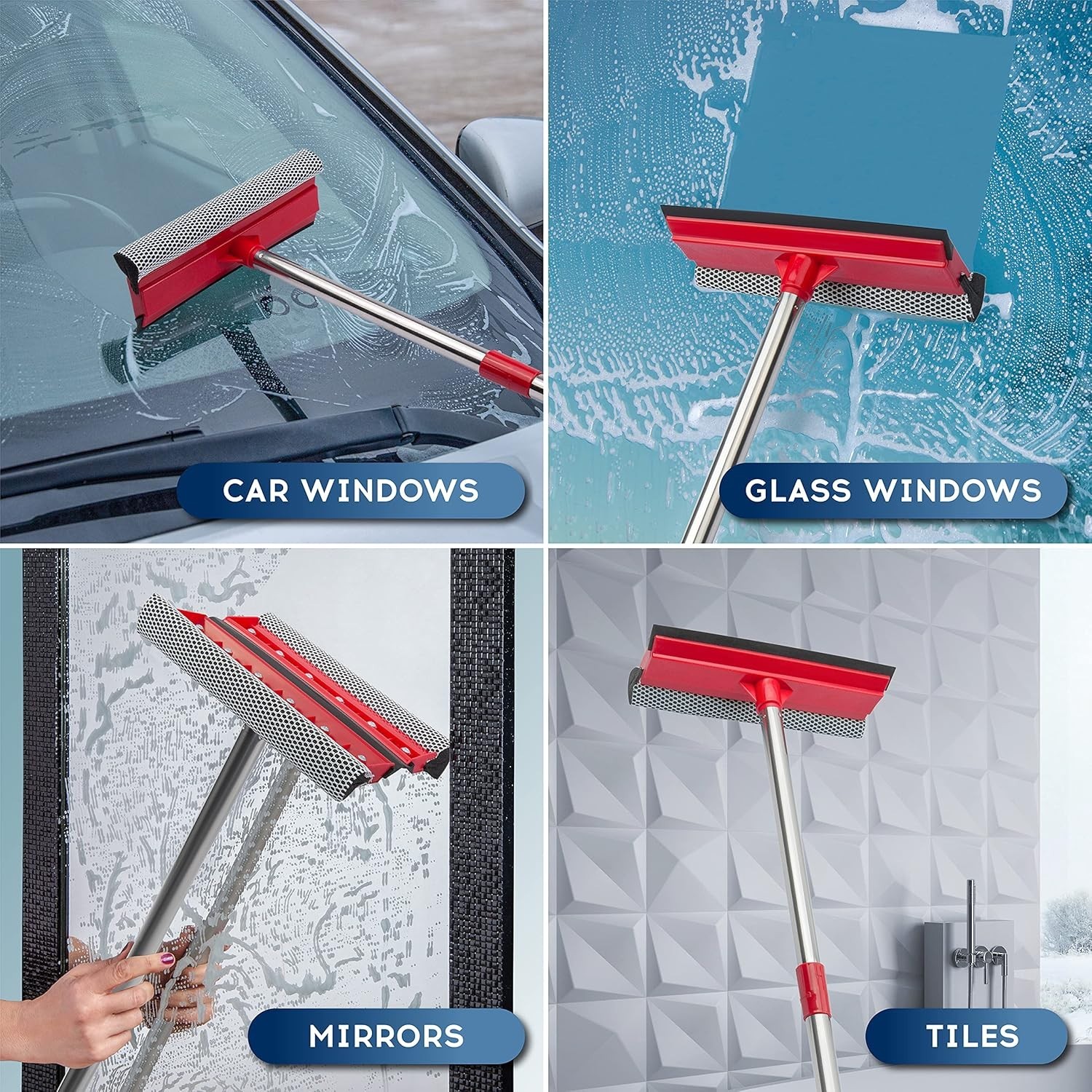Limpiador De Ventanas Limpiador De 2 En 1 Con Postes De Extension De 55 De Nueva