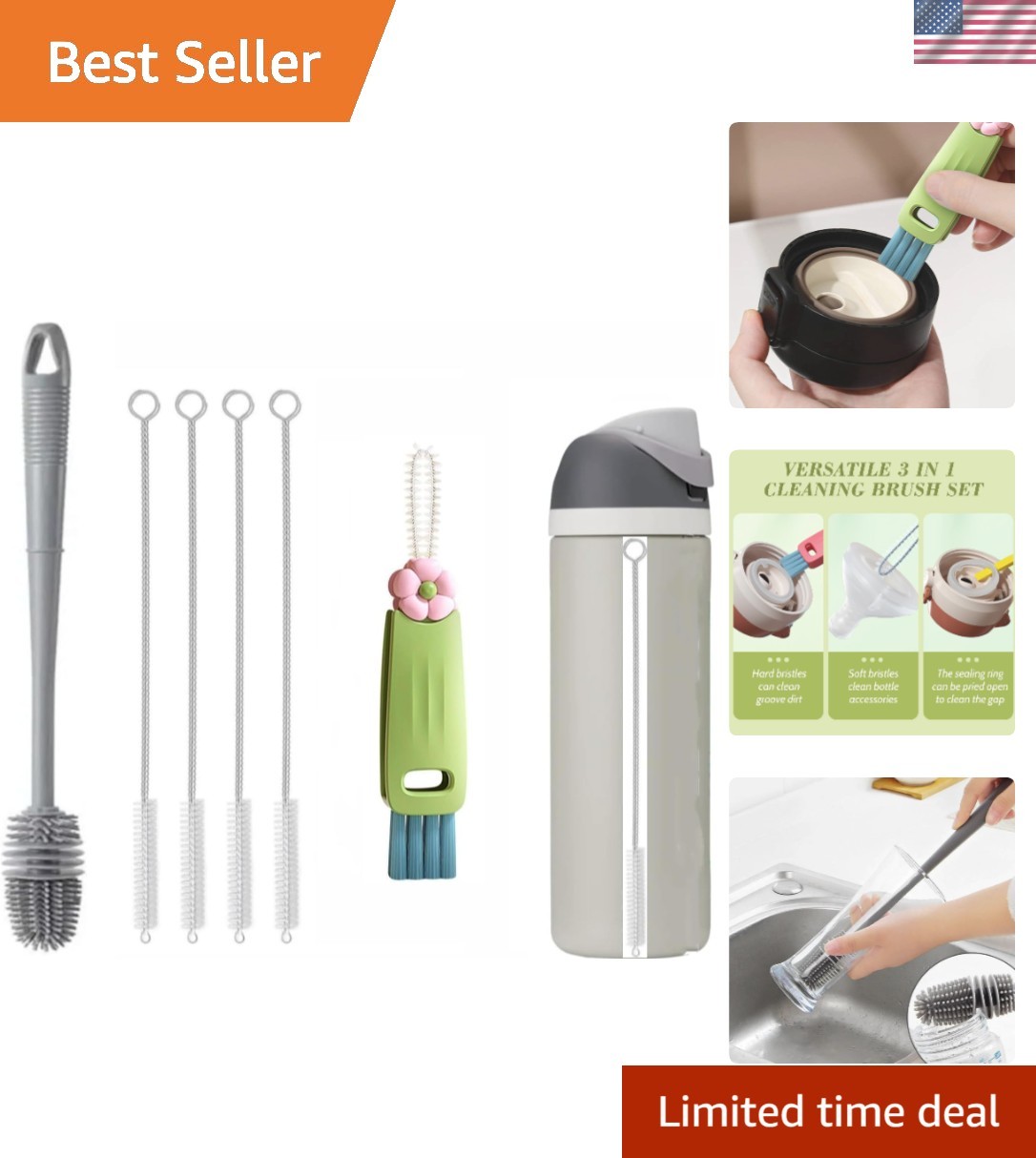 Straw Cleaner Brush Set – Perfect for Owala FreeSip Bottles (24oz-40oz)