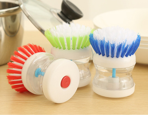 Brush Liquid Soap Cleaning Washing Pot Plastic Utensils Kitchen Dispenser-3 May