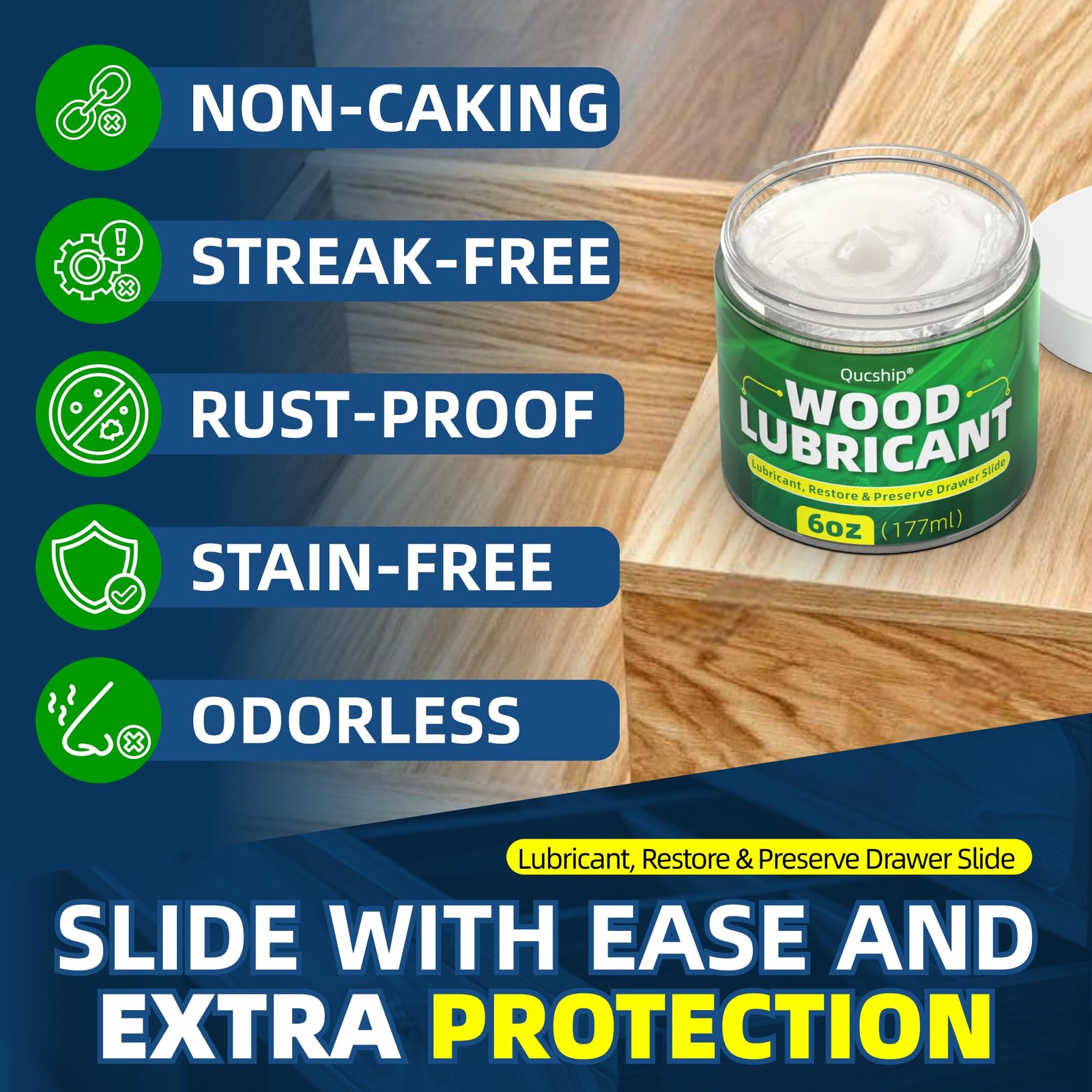 6oz Wood Lubricant & Wood Wax Paste Wax for Wood, Sliding Drawer & Door Hing…