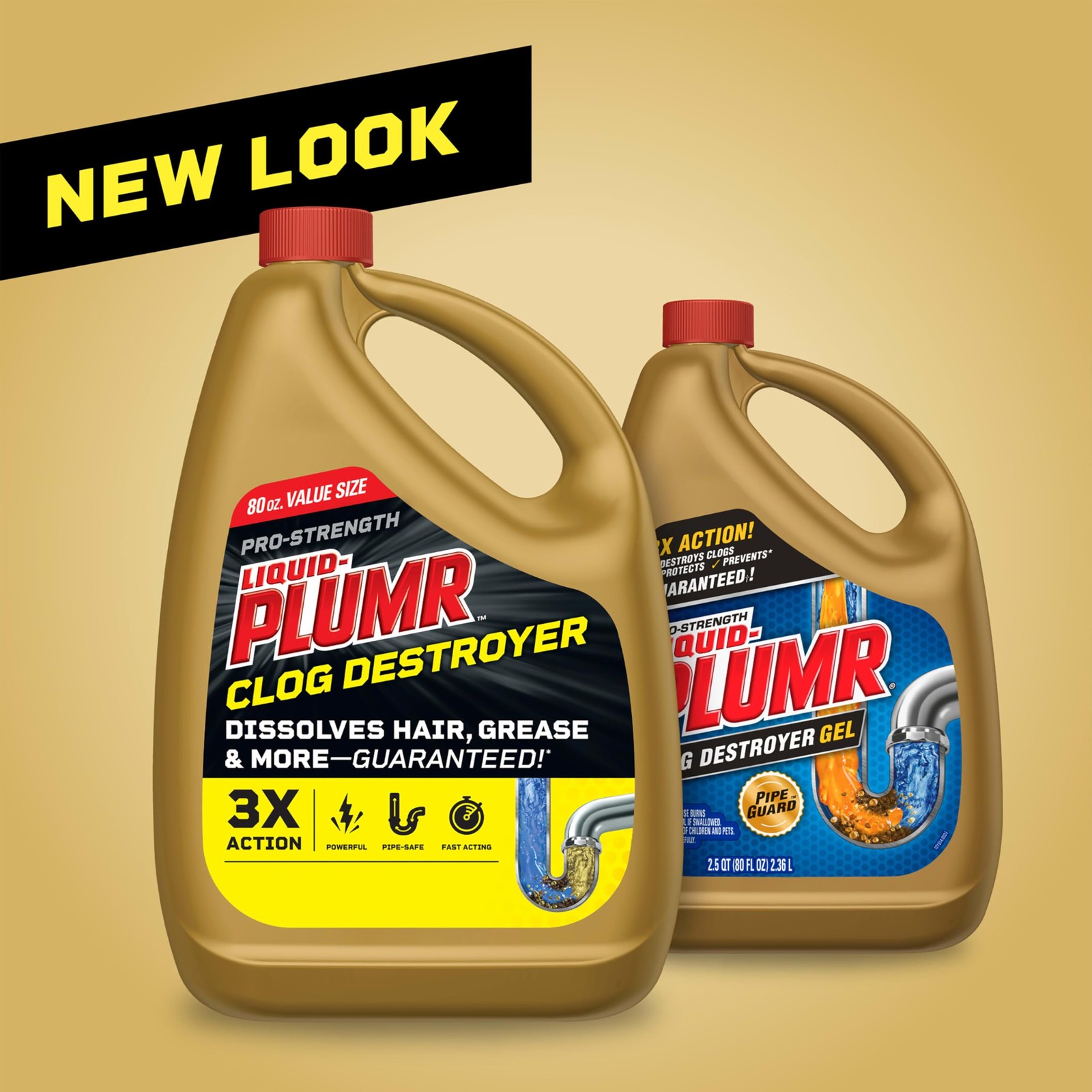 Clorox Liquid-Plumr Pro-Strength Clog Destroyer, Liquid Drain Cleaner, 80 F