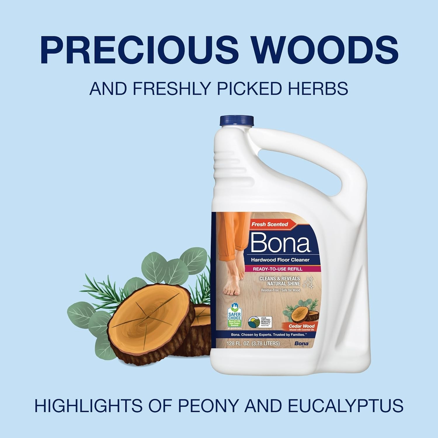 Bona Hardwood Floor Cleaner Refill – 128 fl oz – Cedar Wood Scent