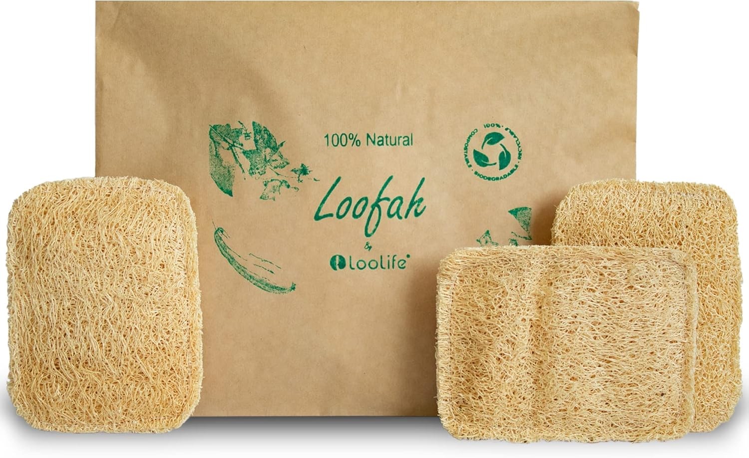 Natural Loofah Kitchen Sponge (3 Pack) – Natural Sponges for Dishes – Eco