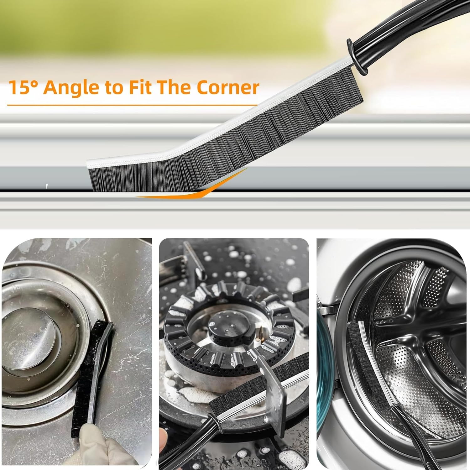 3 Pack Multifunctional Scrub Brush, for Window/Toilet/Grout/Faucets/Car