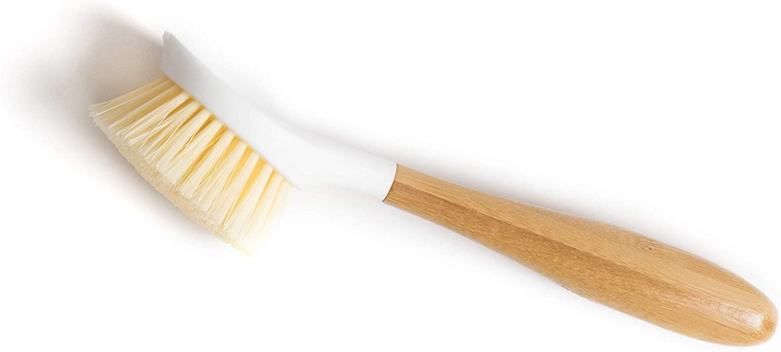 Bamboo Handle Dish Brush Tough Bristles Sustainable Kitchen Scrubber White(70