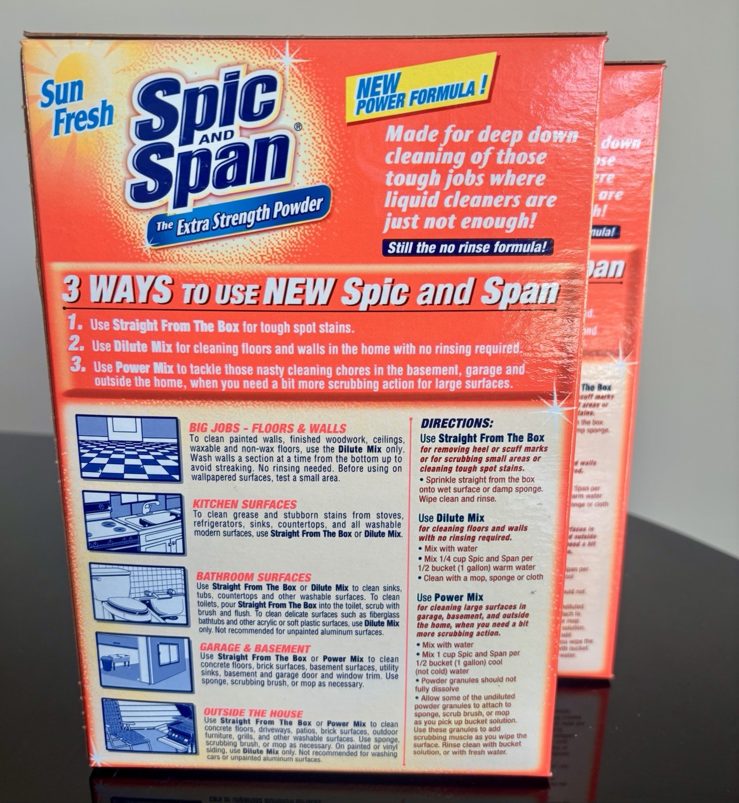 NOS 2 Boxes Sun Fresh Spic and Span Extra Strength Powder 27 oz Each NEW!