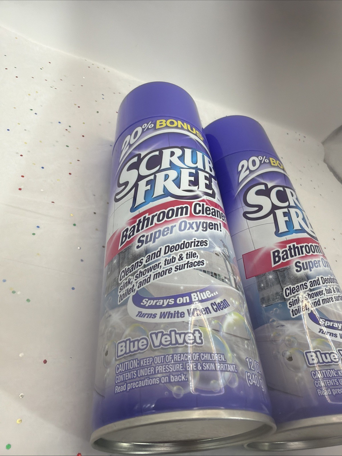 Scrub Free BATHROOM CLEANER Super Oxygen Cleans Deodorizes TURNS BLUE 12oz 2 Pk