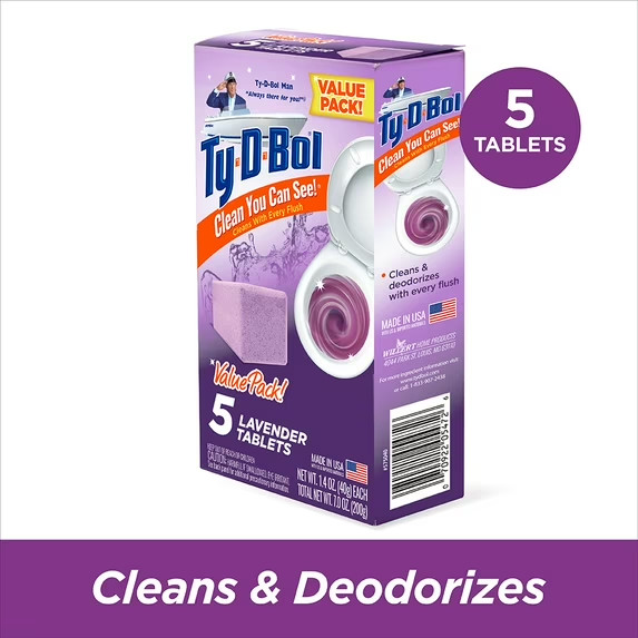Ty-D-Bol Bleach-Free Toilet Bowl Cleaner Tablets Unscented 3-Pack 15 Tabs