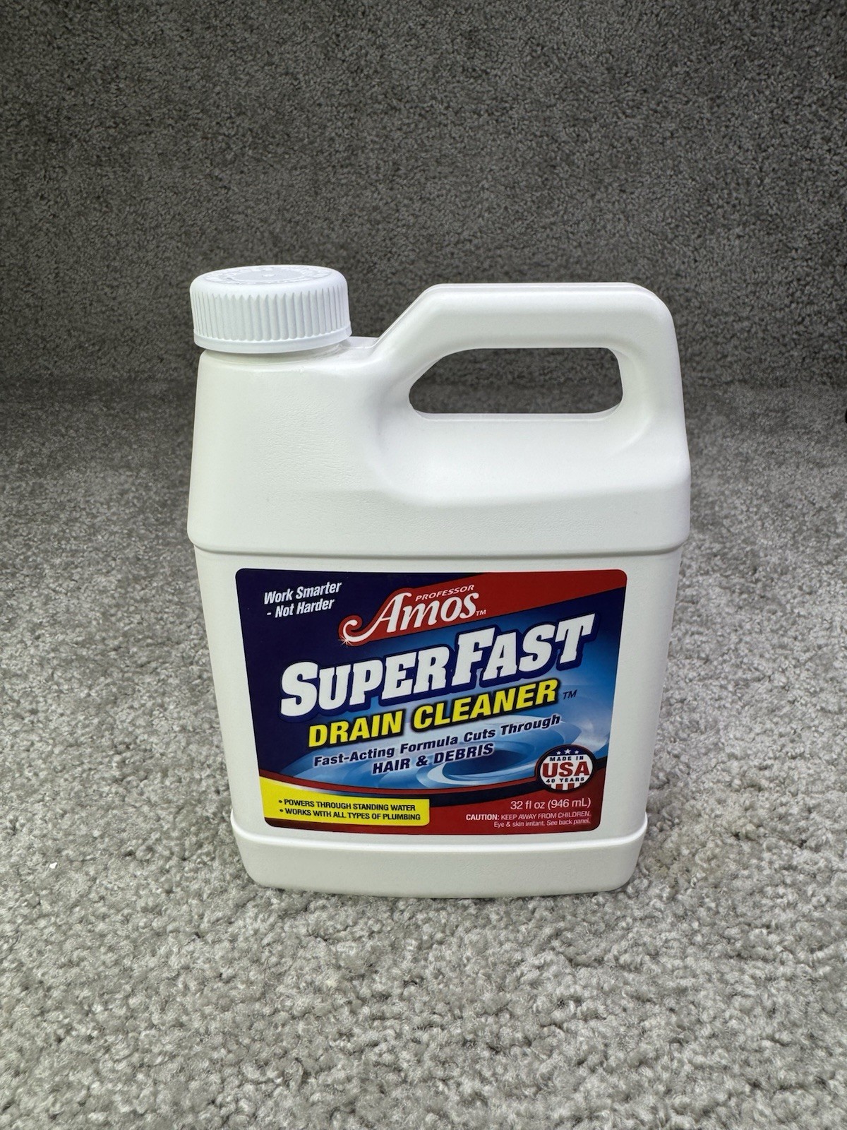 Professor Amos Super Fast Drain Cleaner w/ Accelerated Formula, 32 Oz *NEW*