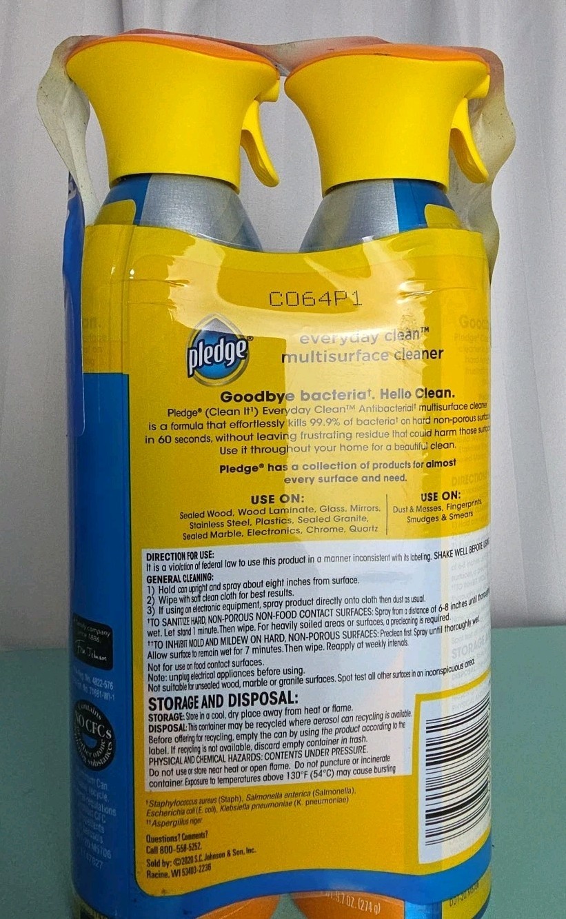 Pledge Multi Surface Spray Cleaner | Fresh Citrus | 9.7oz | 2 Bottles