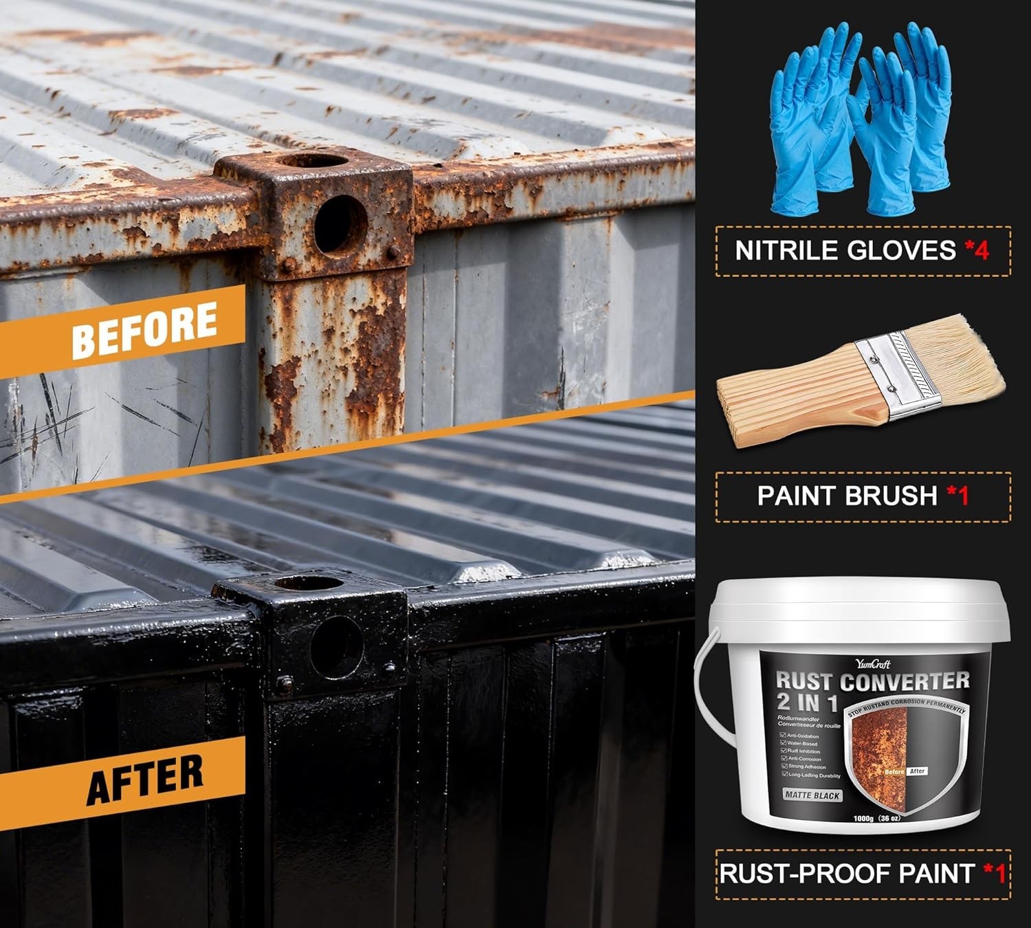 36oz Eco-Friendly 2-in-1 Rust Converter Paint & Metal Primer for Steel Surfaces