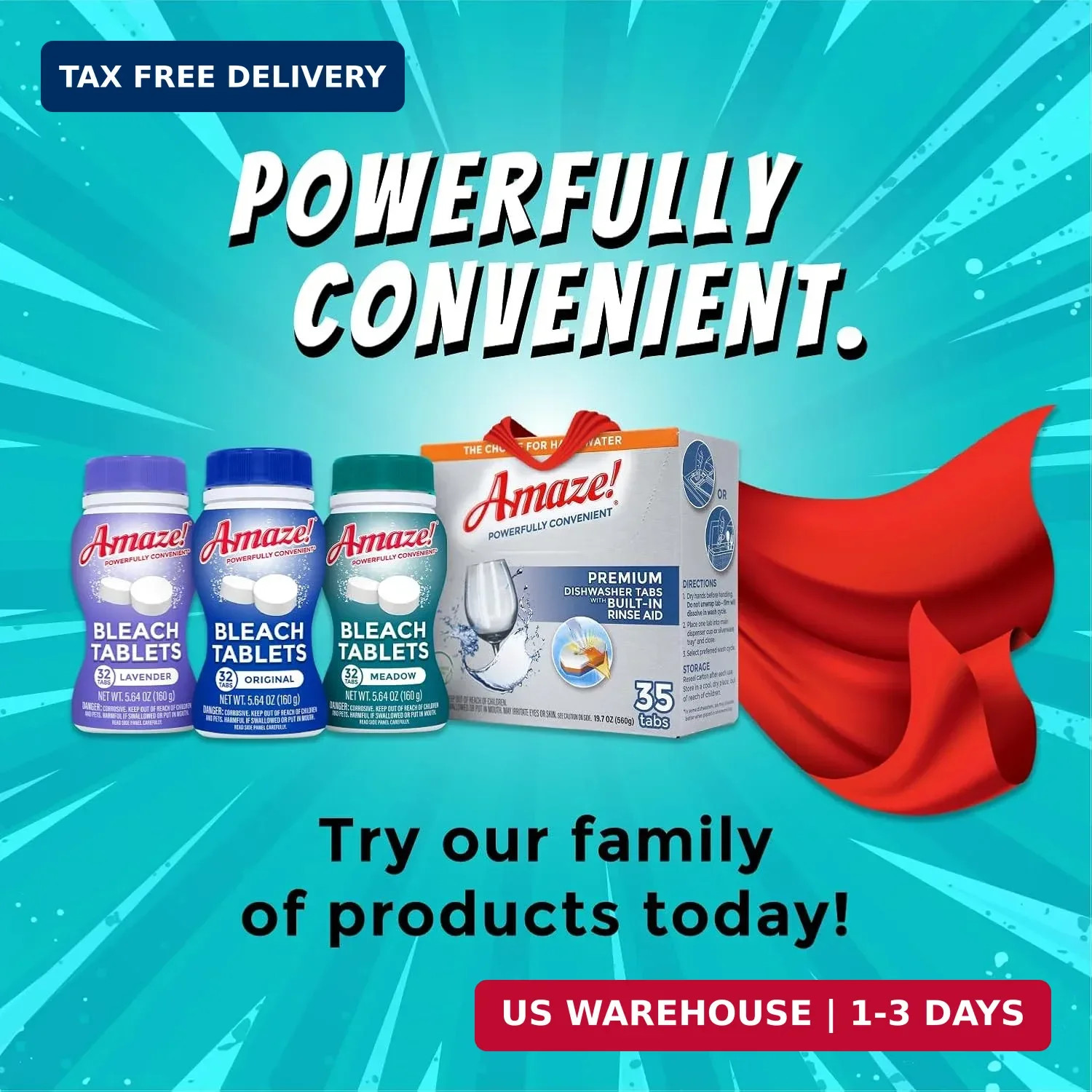 AMAZE Ultra Concentrated Bleach Tablets [32 tablets] – Lavender Scent – for Laun