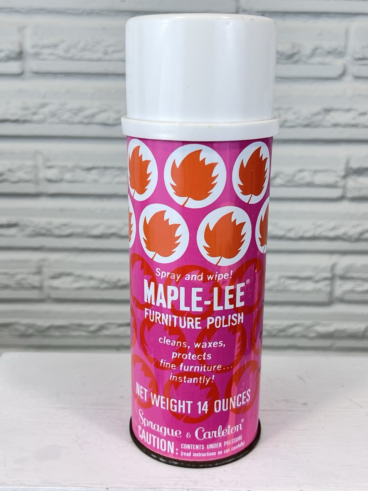 Vtg Maple-Lee Furniture Polish Aerosol 14oz Advertising Graphics Movie Prop