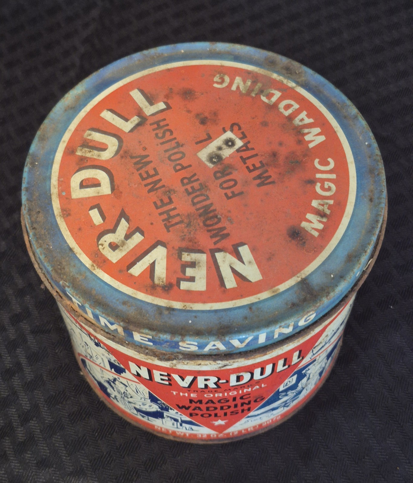 NEVR-DULL Magic Wadding Polish Metal Cleaner Rust Remover Vintage 32 oz Rustic