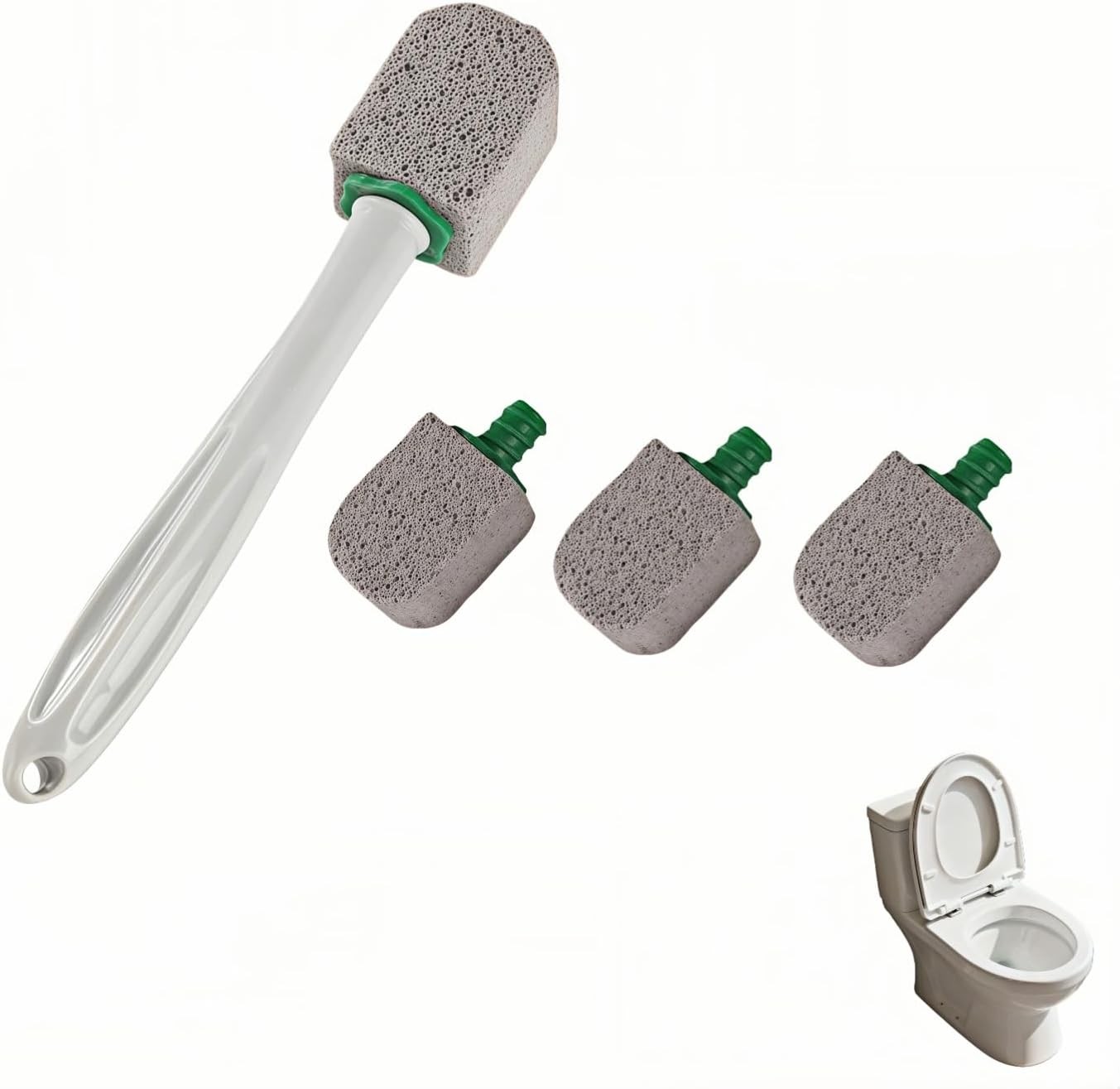 Pumice Toilet Brush Scrubber W/ 9.5” Handle 1 Scrubber 4 Pumice Stones Remove