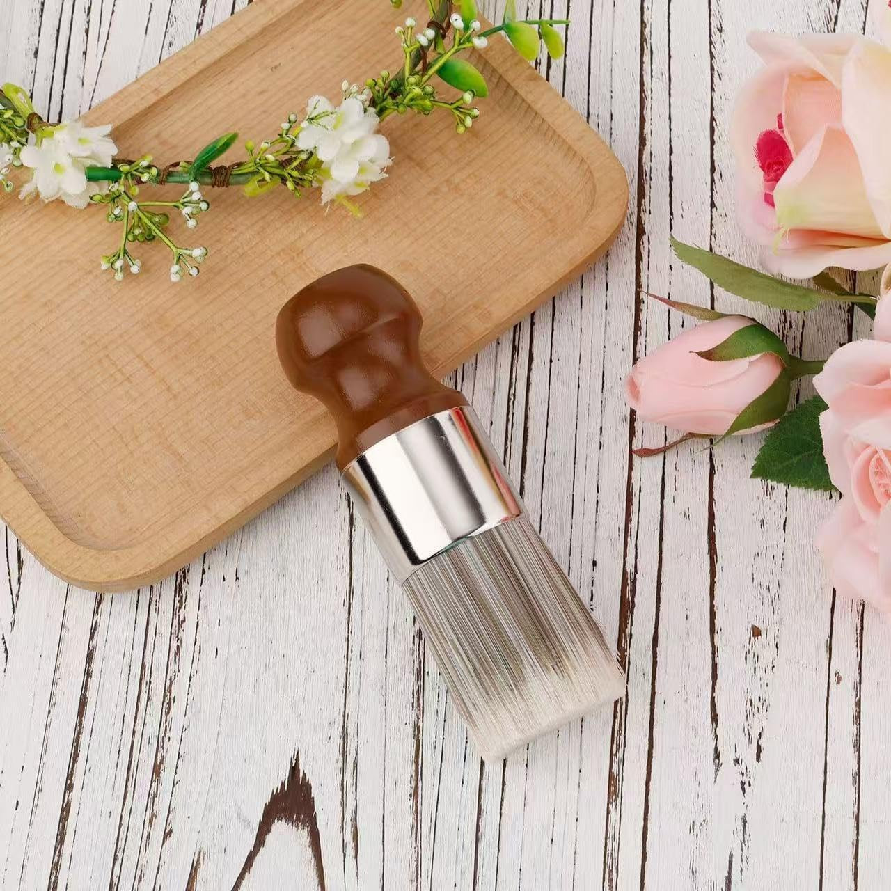 2Pcs Furniture Salve Brush, Soft Bristles & Ergonomic Handle Leather and Wood