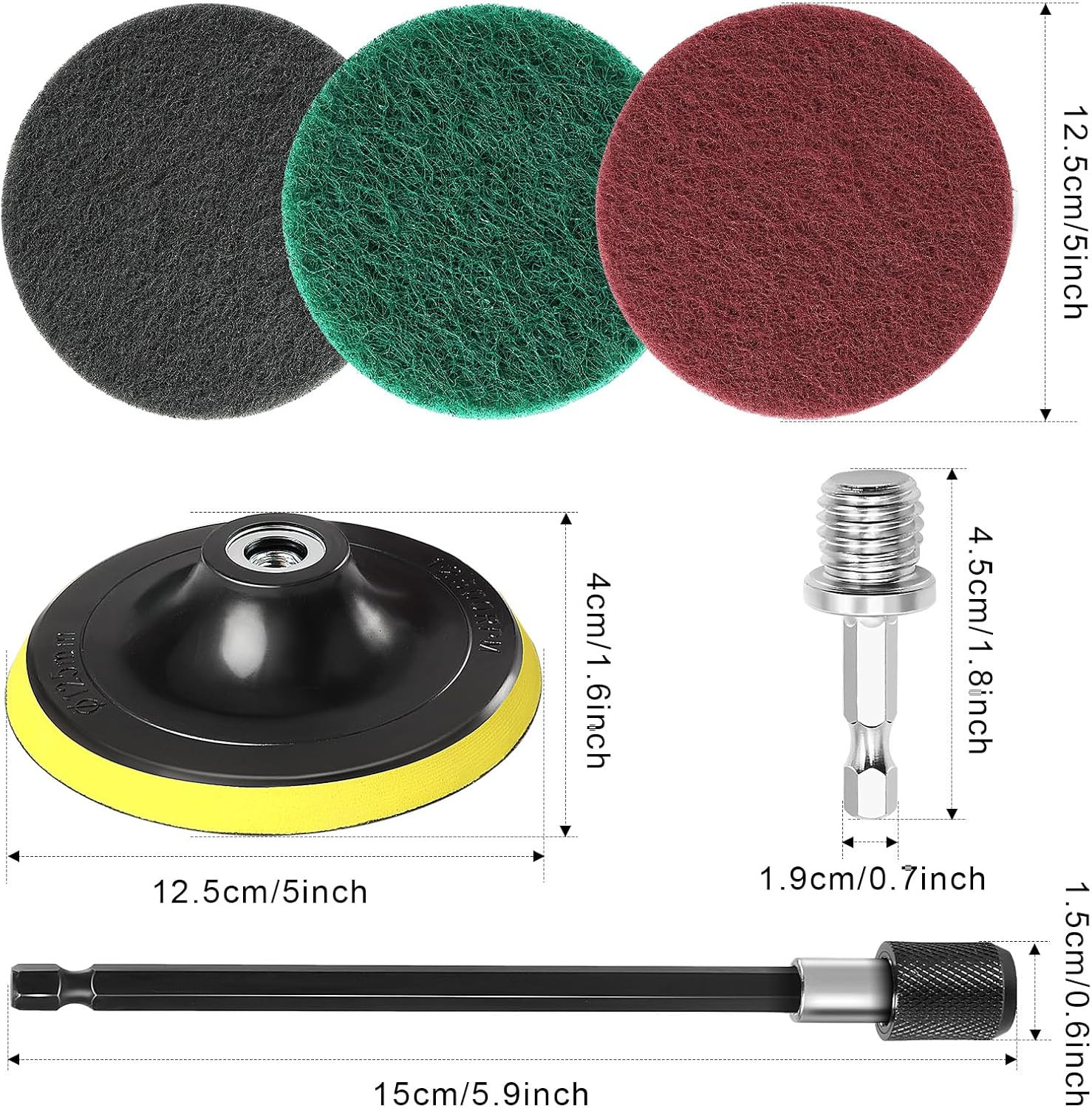 Power Scrub Pads Drill Attachment, GOH DODD 15 Pieces 5 Inch Headlight Restorati
