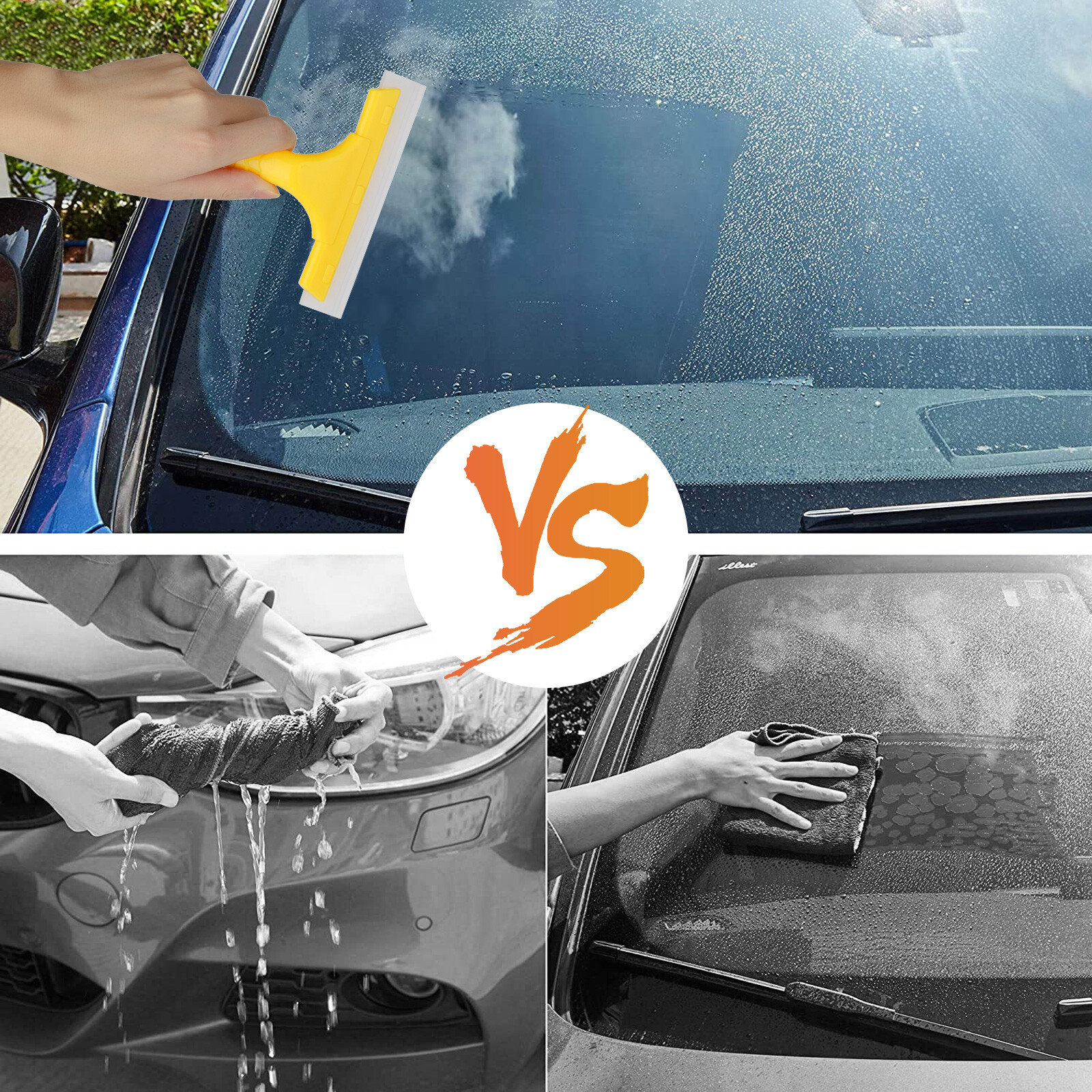2X Silicone Squeegee for Window Glass Shower Door Car Windshield Clean Scrubber