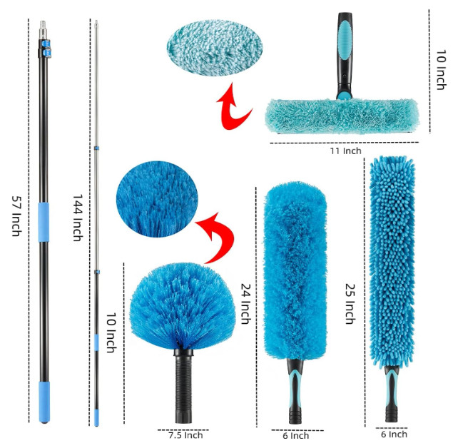 Hicavar 20FT High Ceiling Fan Duster w/ Extendable Pole Cleaning Kit