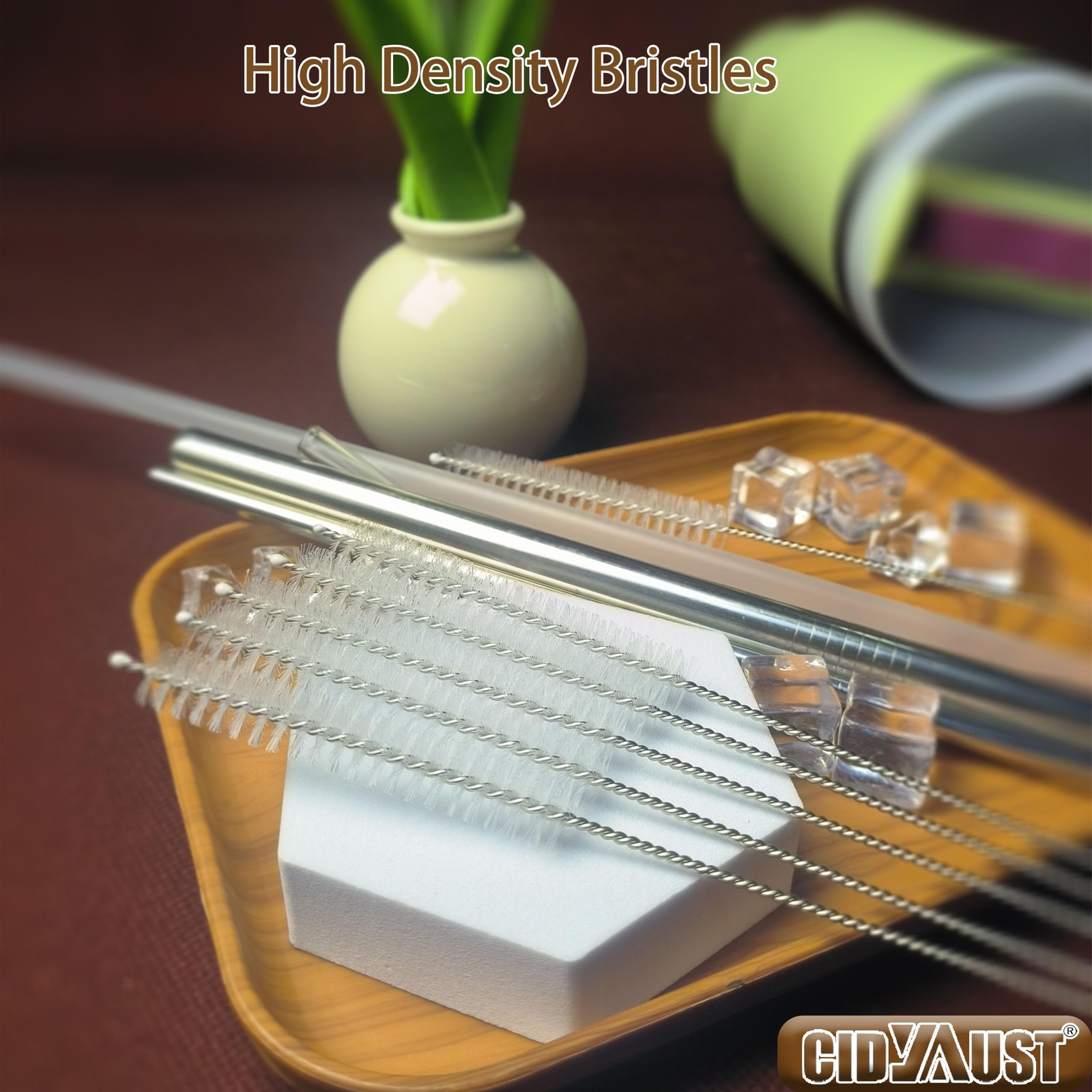 Straw Cleaner Brush with 304 Stainless Steel and Nylon Bristles, Straw Brush …