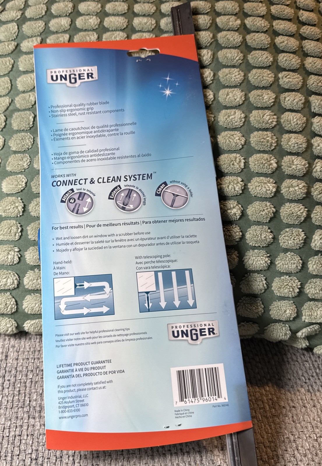 Unger Professional Performance Grip Squeegee 18″ Cleans Large Windows NEW 960140