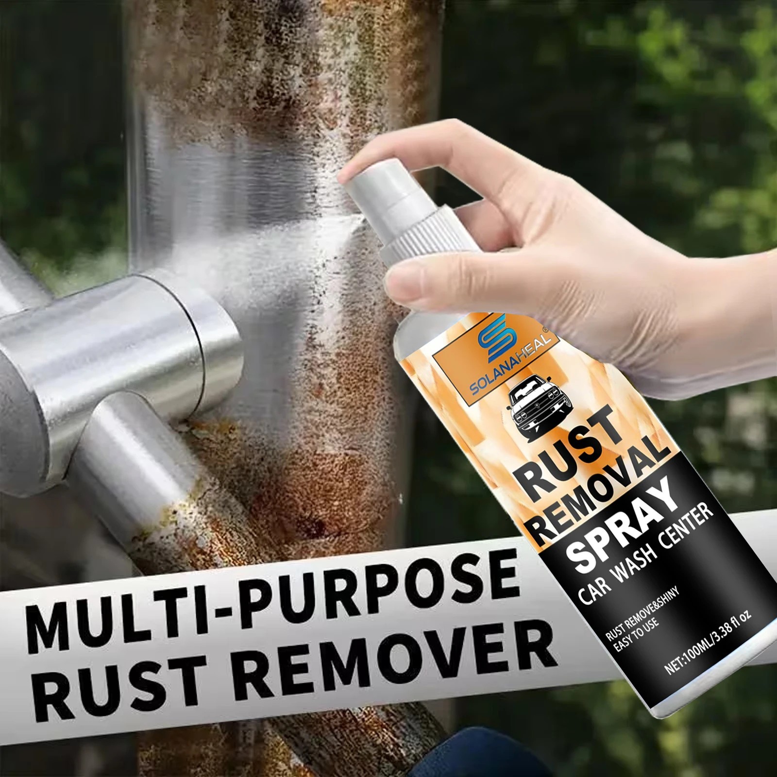 Rust Remover Spray for Metal Iron Steel Chrome Fast Acting Cleaner Safe*