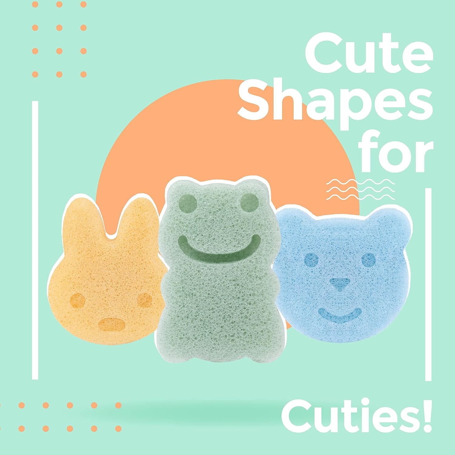 myHomeBody Konjac Baby Spon for Bathing, Cute Shapes Natural Kids Bath