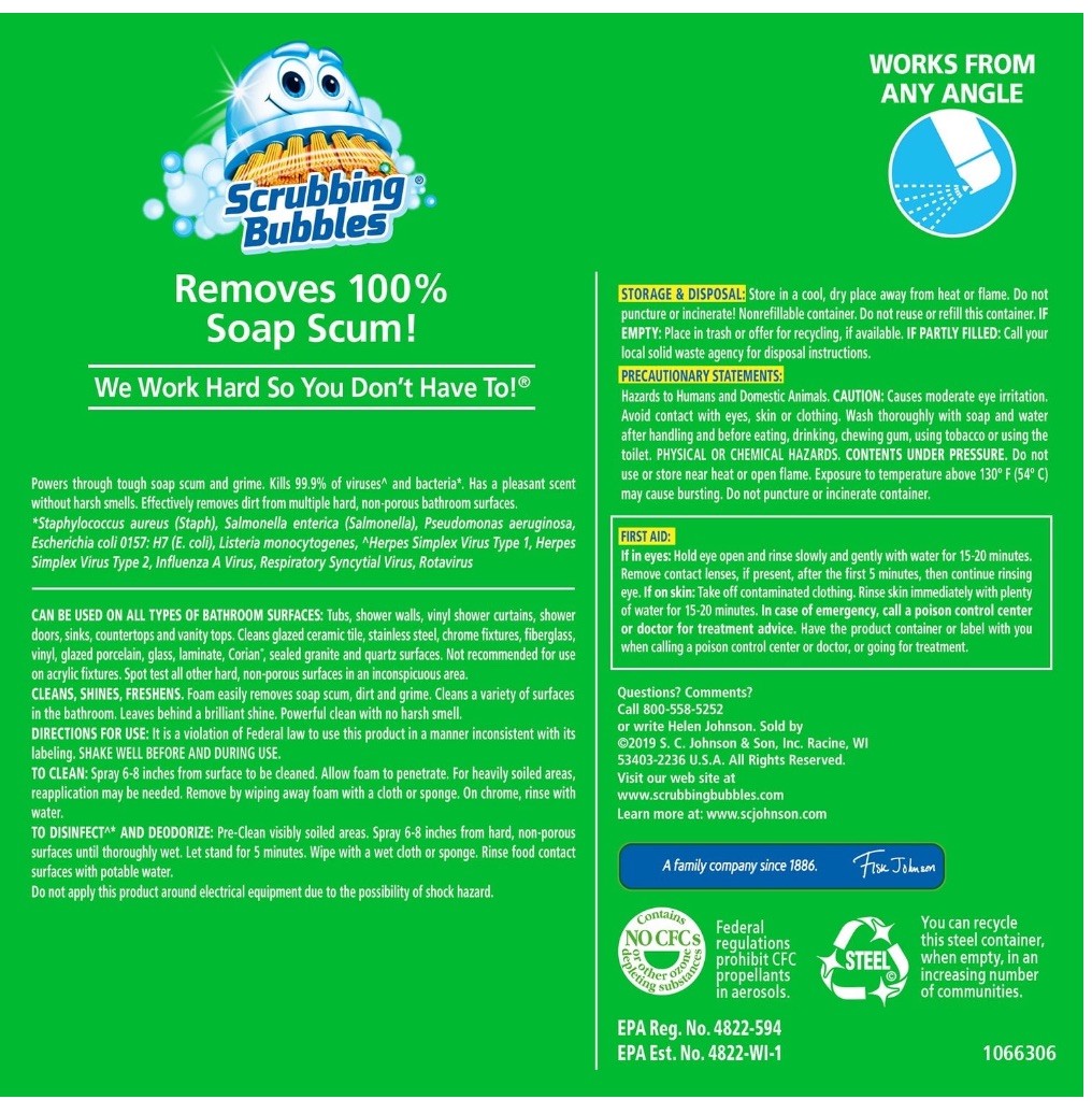 Scrubbing Bubbles Bathroom Cleaner, Rainshower, 4 ct., 100 oz.