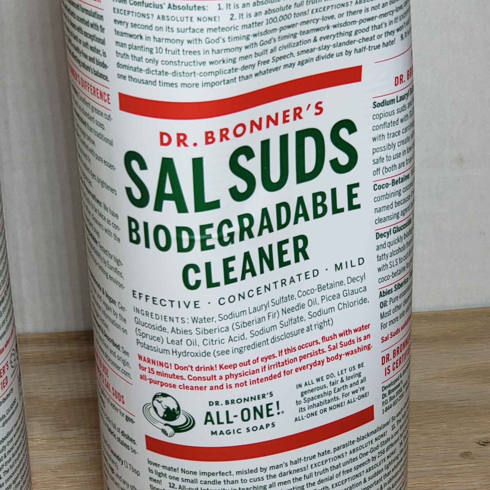 Dr.Bronner’s – Sal Suds Biodegradable Cleaner (32oz) 2 Pack Brand New Free Ship