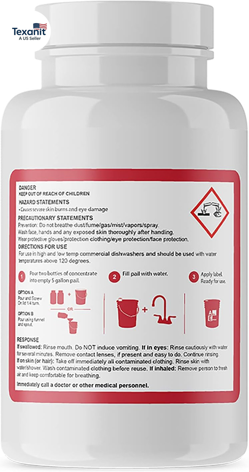 Commercial Dishwasher Detergent – Makes One 5 Gallon Pail – Industrial Dish Dete