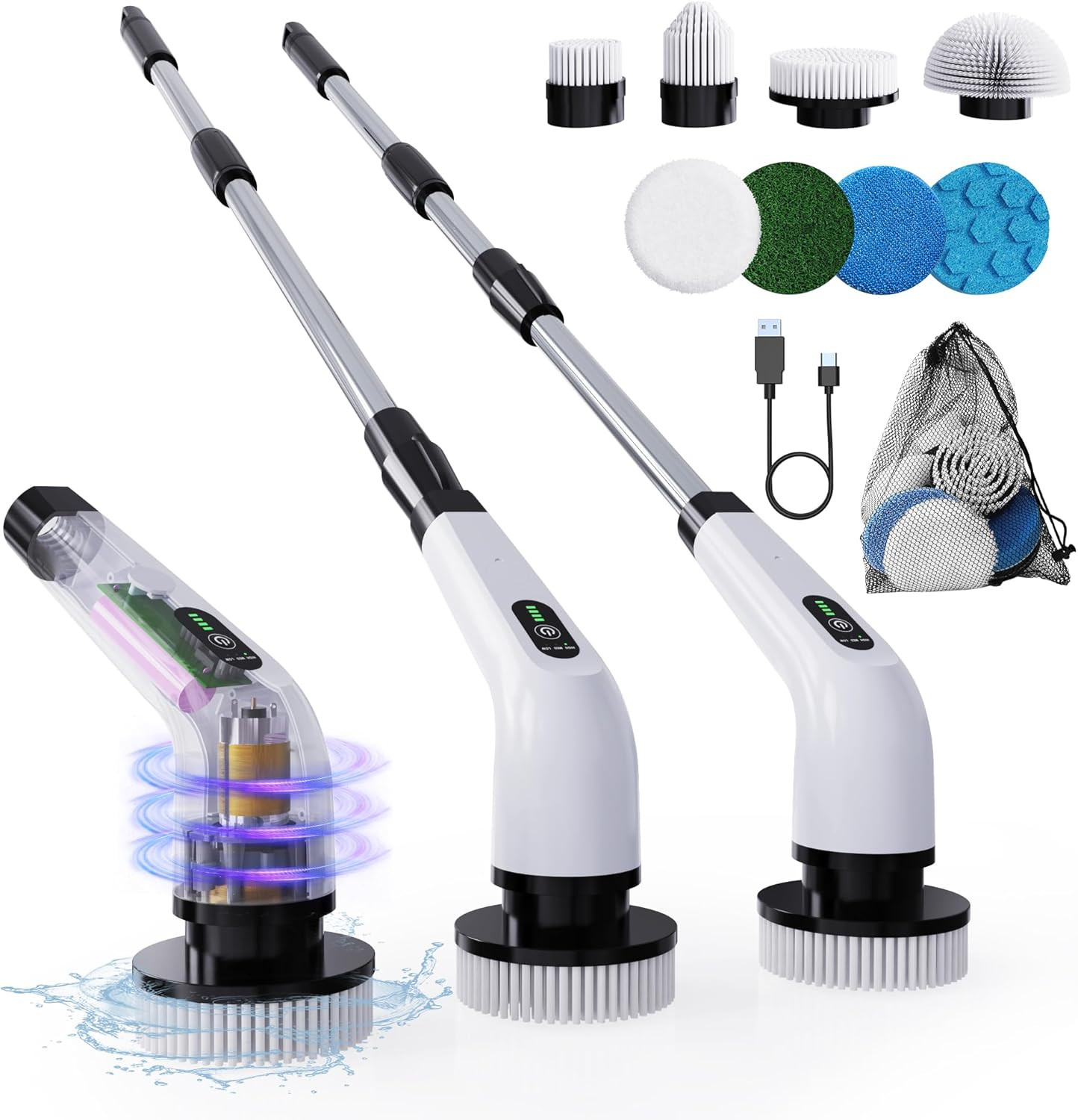 8 in 1 Electric Spin Scrubber for Cleaning Bathroom, 3000Mah Power Scrubber Cord