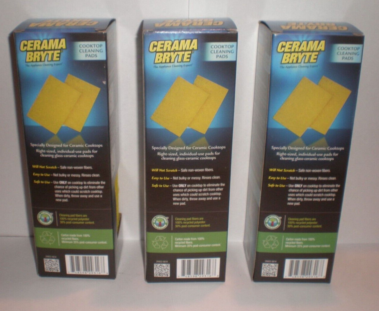 CERAMA BRYTE COOKTOP CLEANING PADS 3 BOXES 10 IN EACH TOTAL OF 30