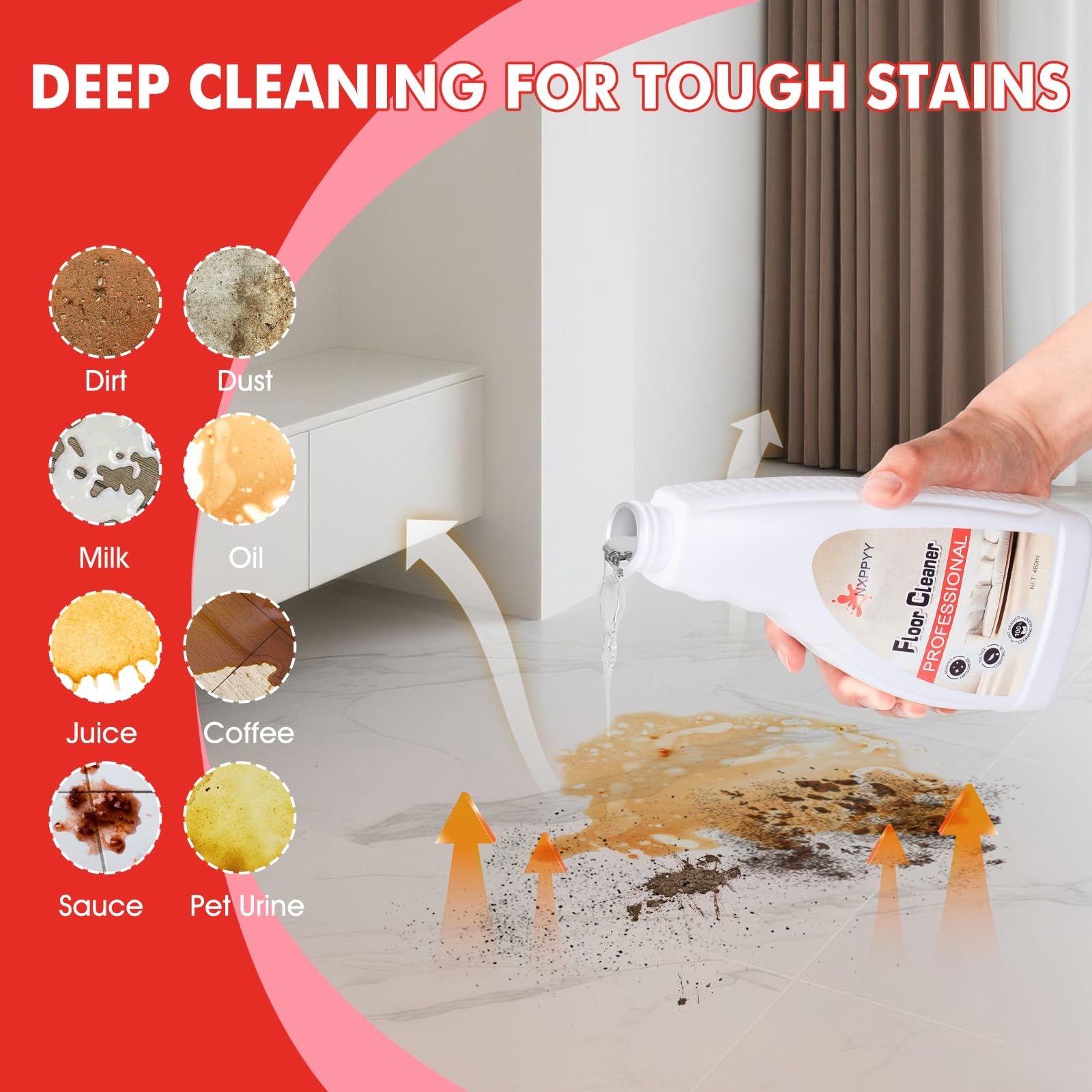 Floor Cleaning Solution for Roborock Q5/Q7/Q8/S7/S8, 4 Bottles