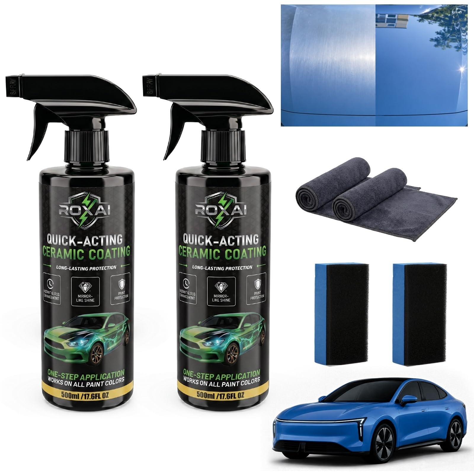 ROXAI Car Coating Spray 17.6 oz Hydrophobic Ceramic Wax for Paint Protection