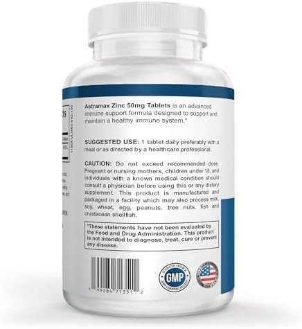 Zinc 50mg | High Potency Immune Support | Vegan, Non-GMO, Gluten-Free | 100 Coun