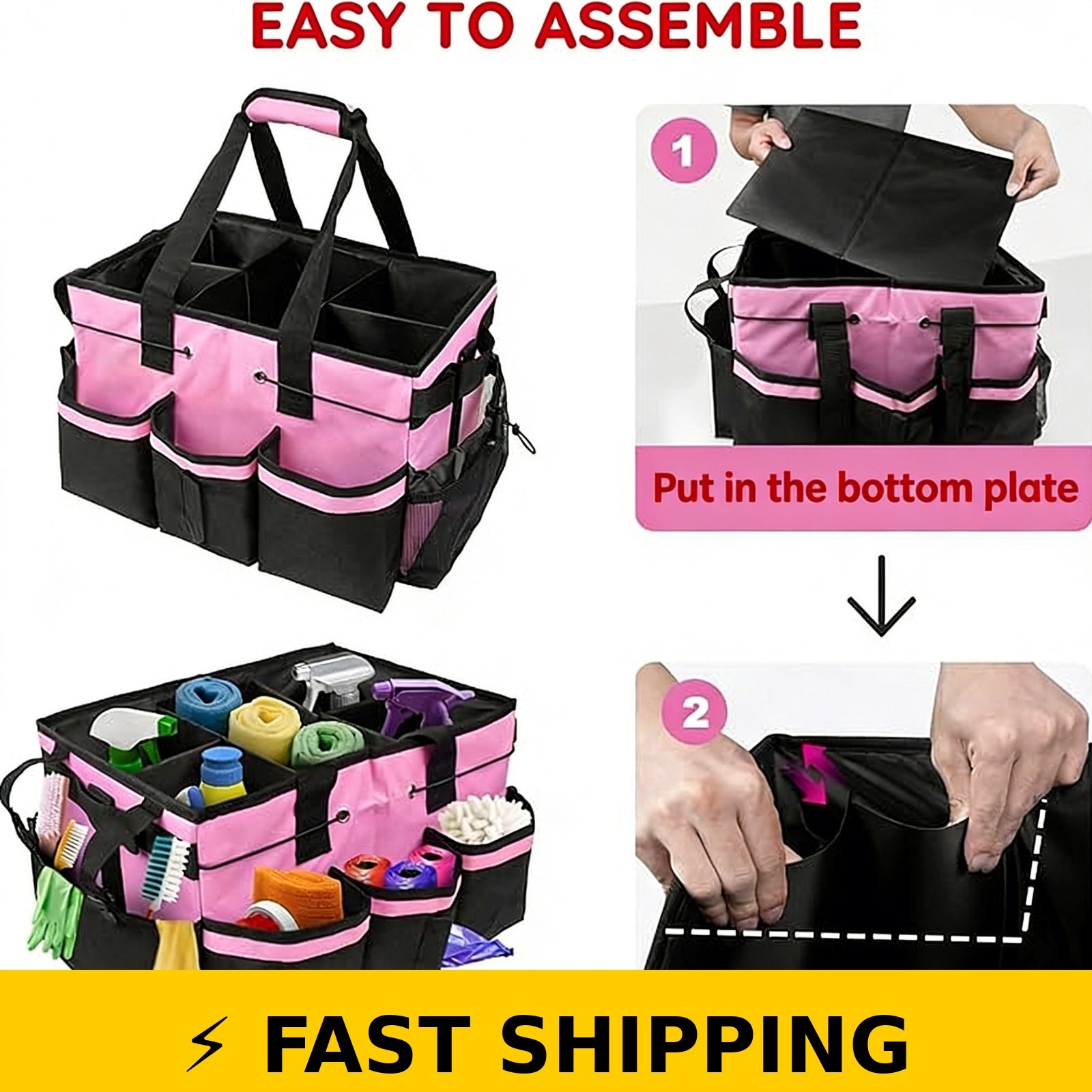 LANGSONGHONG Large Cleaning Caddy Bag with Multi Pockets
