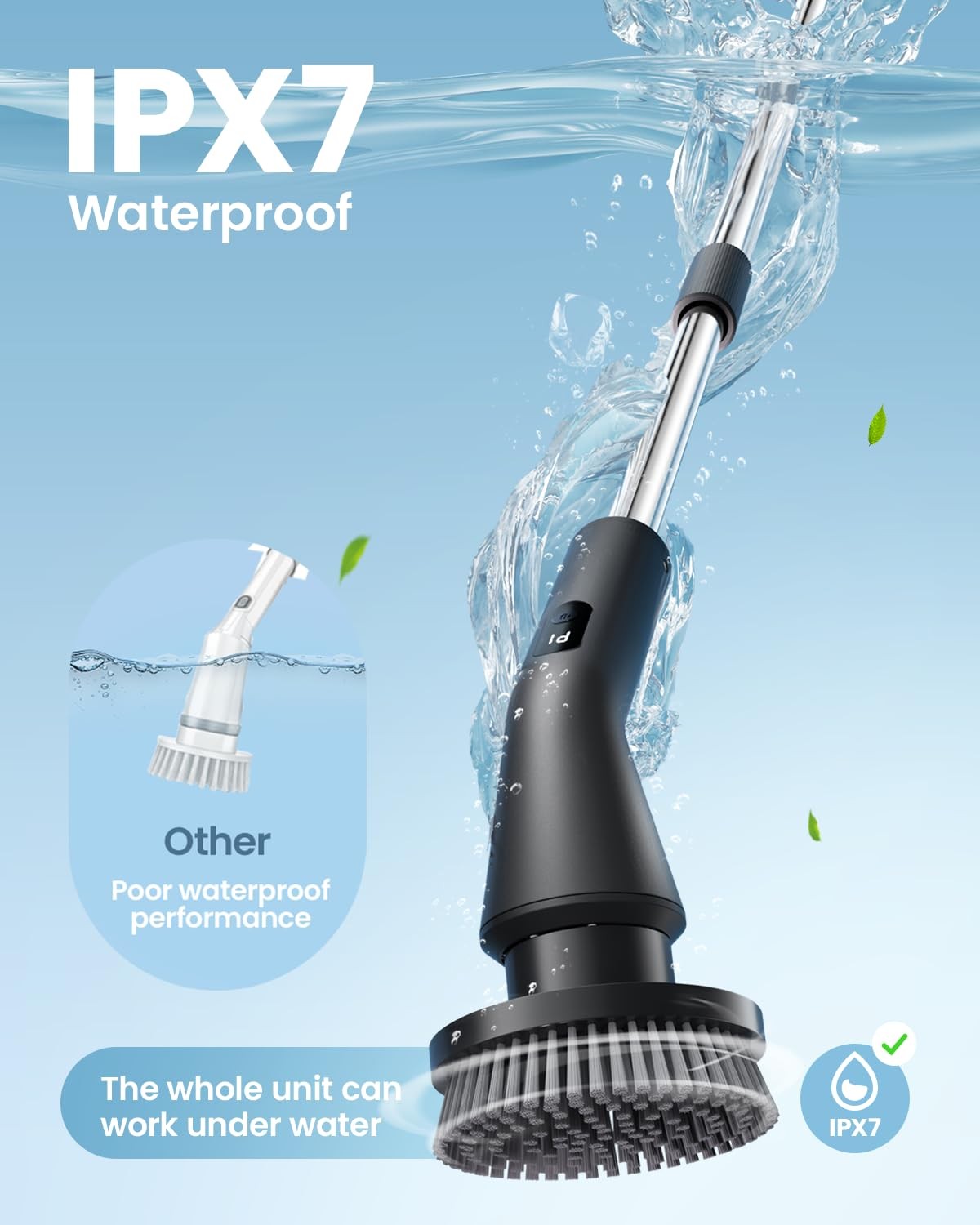 Electric Spin Scrubber, Upgraded IPX7 Cordless Cleaning Brush for Bathroom Sh…