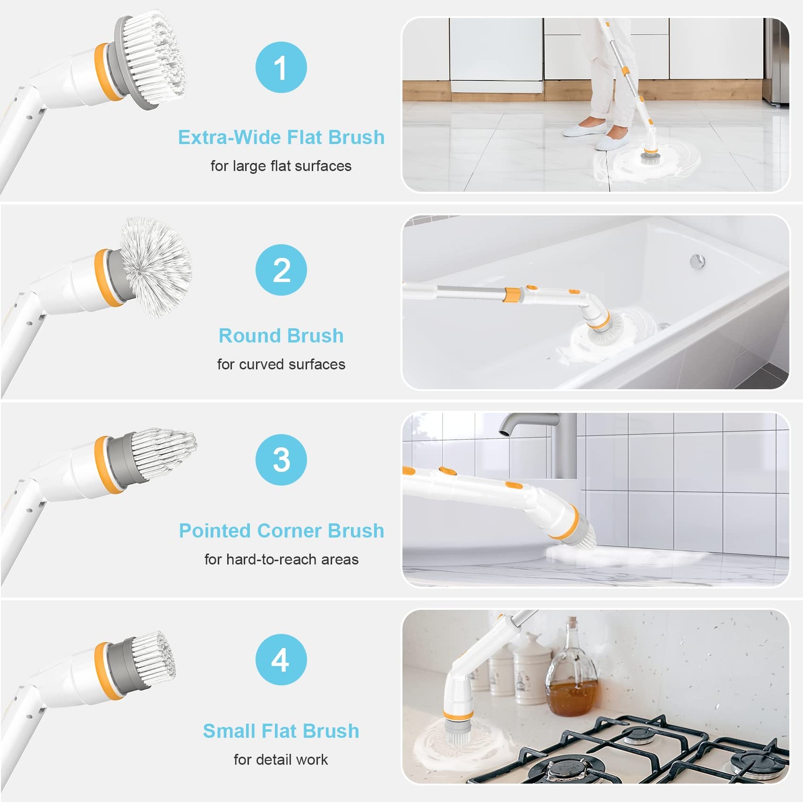 Spin Scrubber, 380RPM High Speed Power Scrubber, Cordless Cleaning Brush 2 Sp…