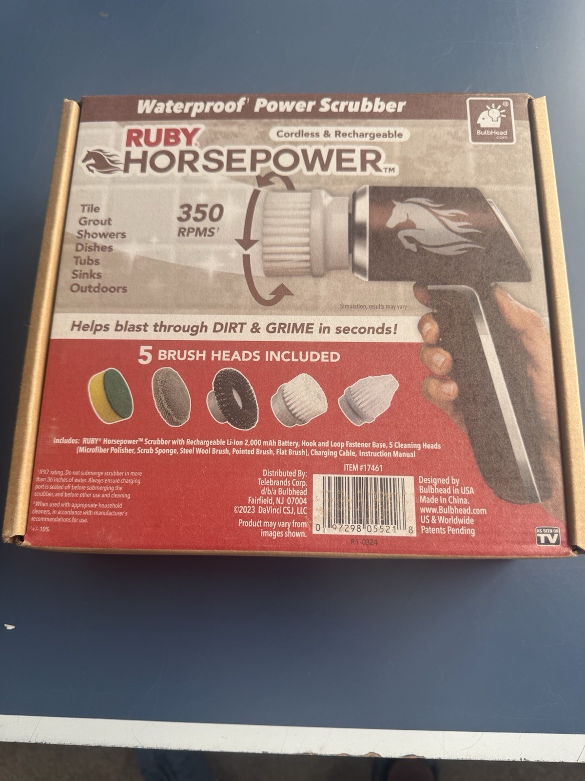 Horsepower Scrubber, Waterproof, Electric Power, Spins 350 RPM, 5 Brush Heads…