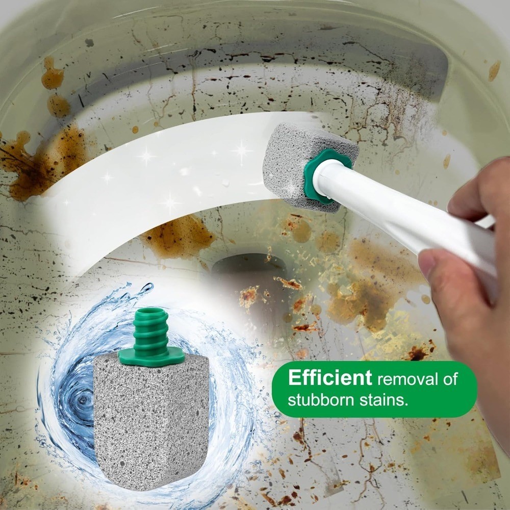Toilet Bowl Cleaner Pumice Stone Scrubber with 30cm Long Handle Wand Refills for