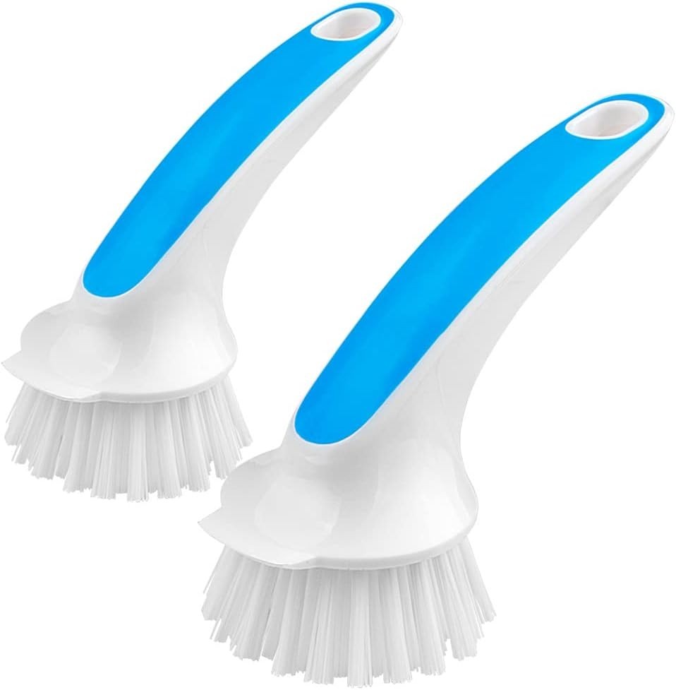 Pot and Pan Cleaning Brush, Dish Brush for Kitchen, Lake Blue, Pack of 2