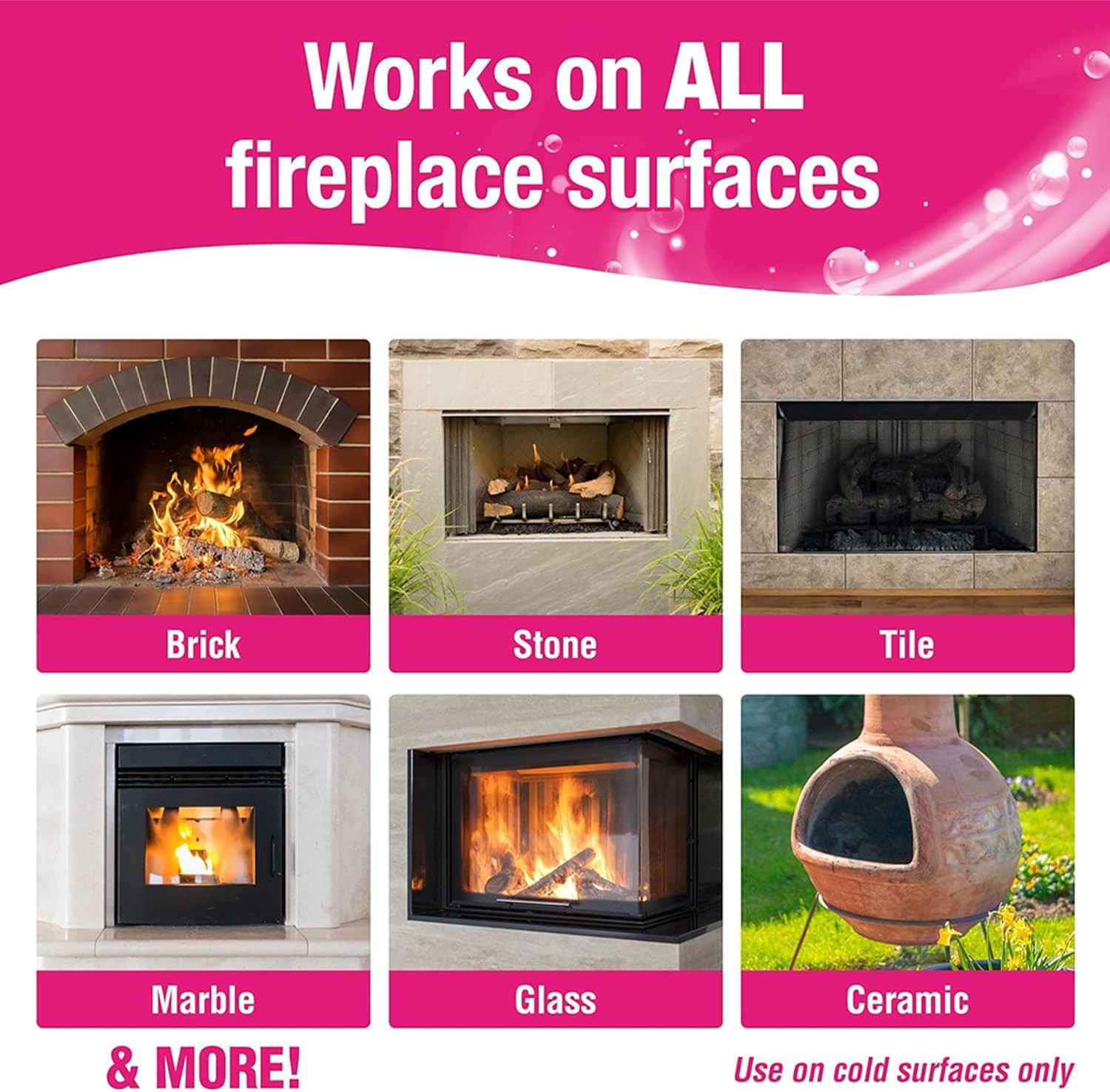 Quick’N Brite Fireplace Brick and Stone Cleaner 32Oz with Scrub Brush – Natural