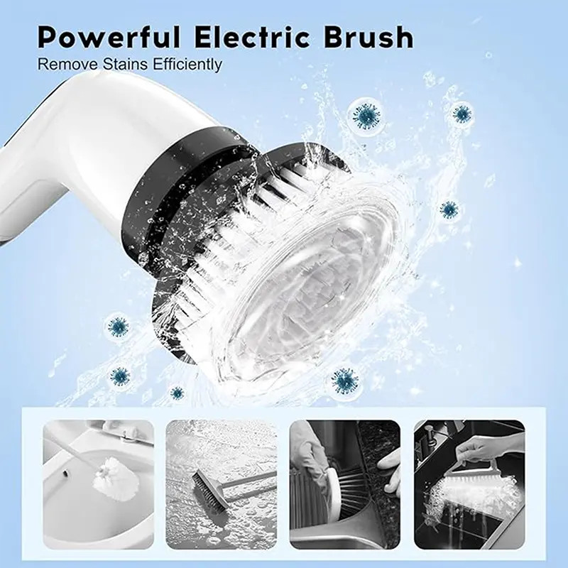 Electric Spin Scrubber Cordless Full Body Waterproof Cleaning Brush with Display
