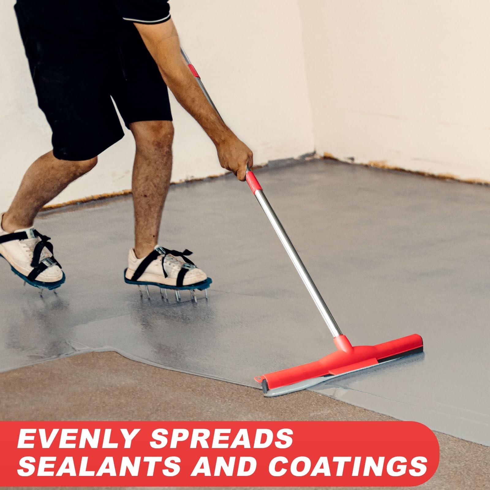 Floor Squeegee Scrubber Adjustable & Detachable Stainless Steel Handle Heavy …