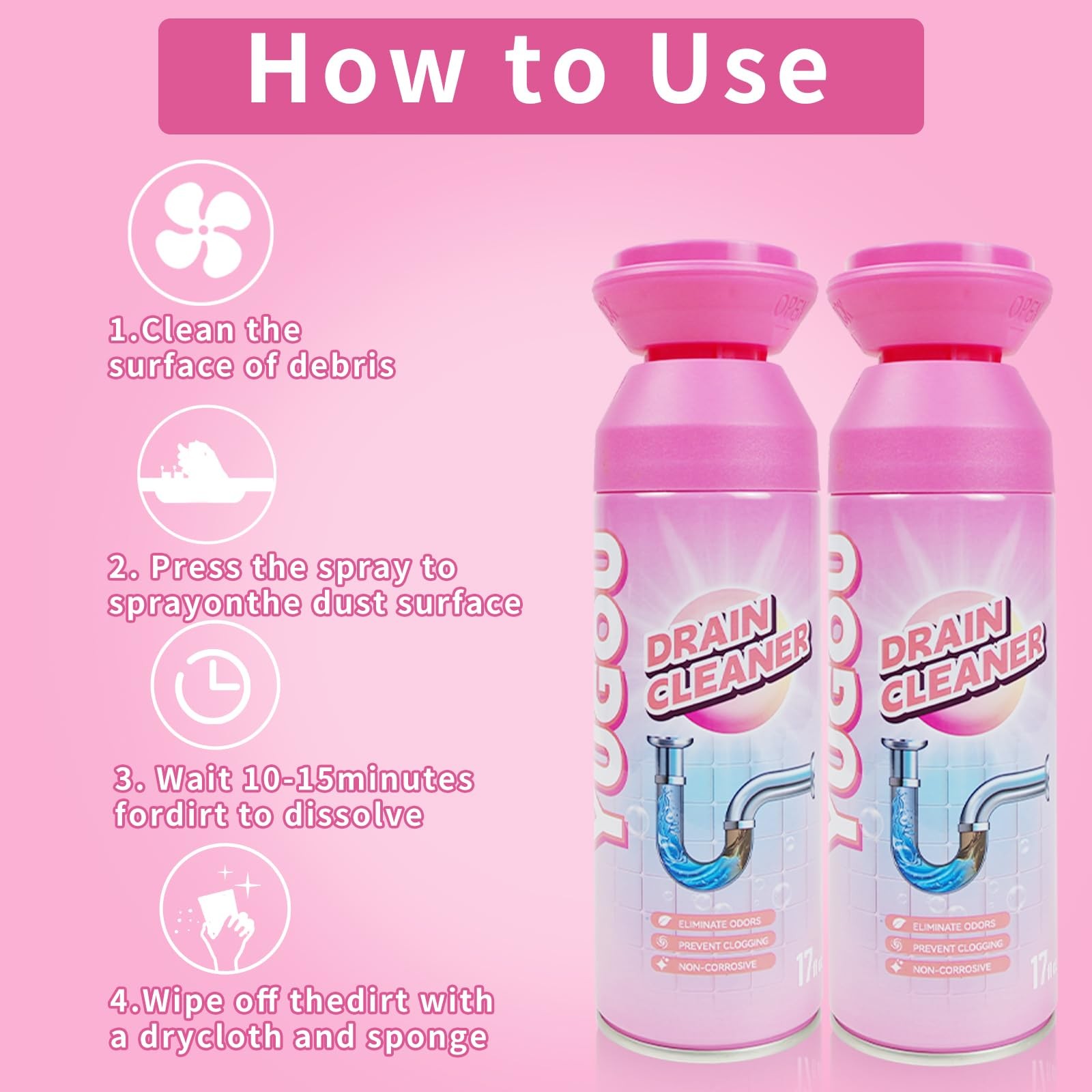Foaming Drain Cleaner, Sink Cleaner and Deodorizer, Drain Clog for Kitchen Si…