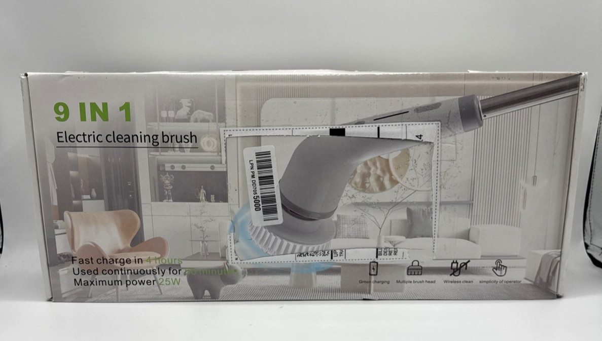9 IN 1 Electric Spin Scrubber, Cordless Cleaning Brush Scrubber for Home