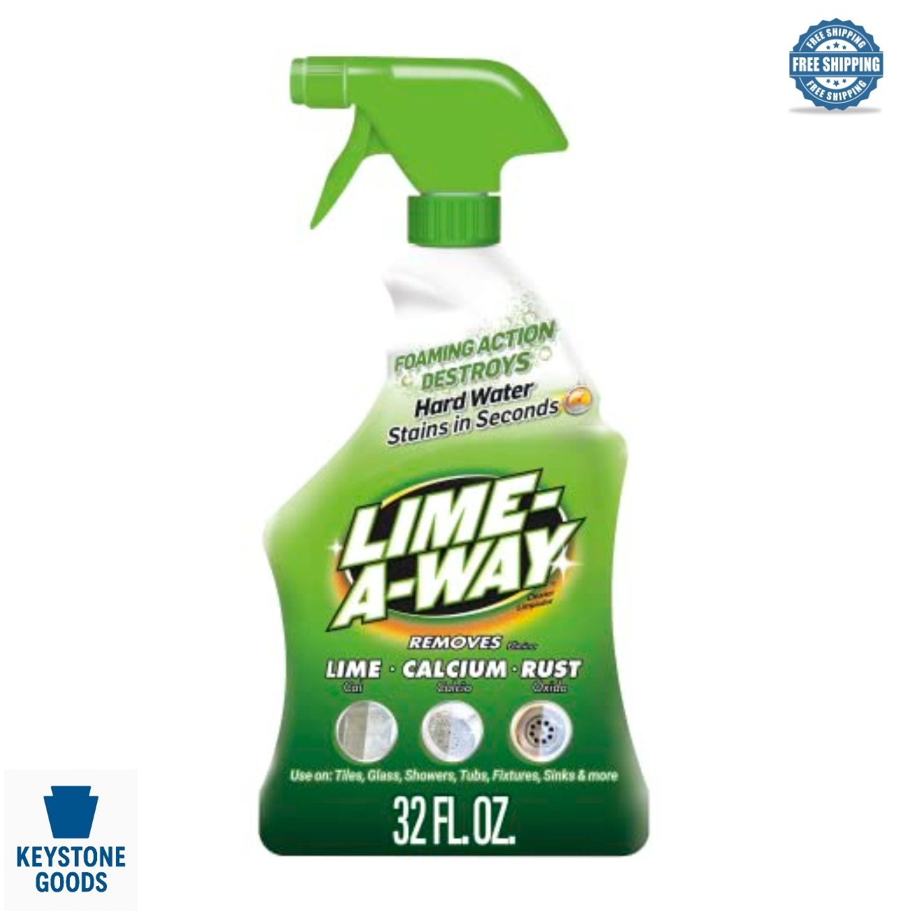 Hard Water Stain Remover Spray 32oz Tough Lime Calcium Rust Bathroom Cleaner
