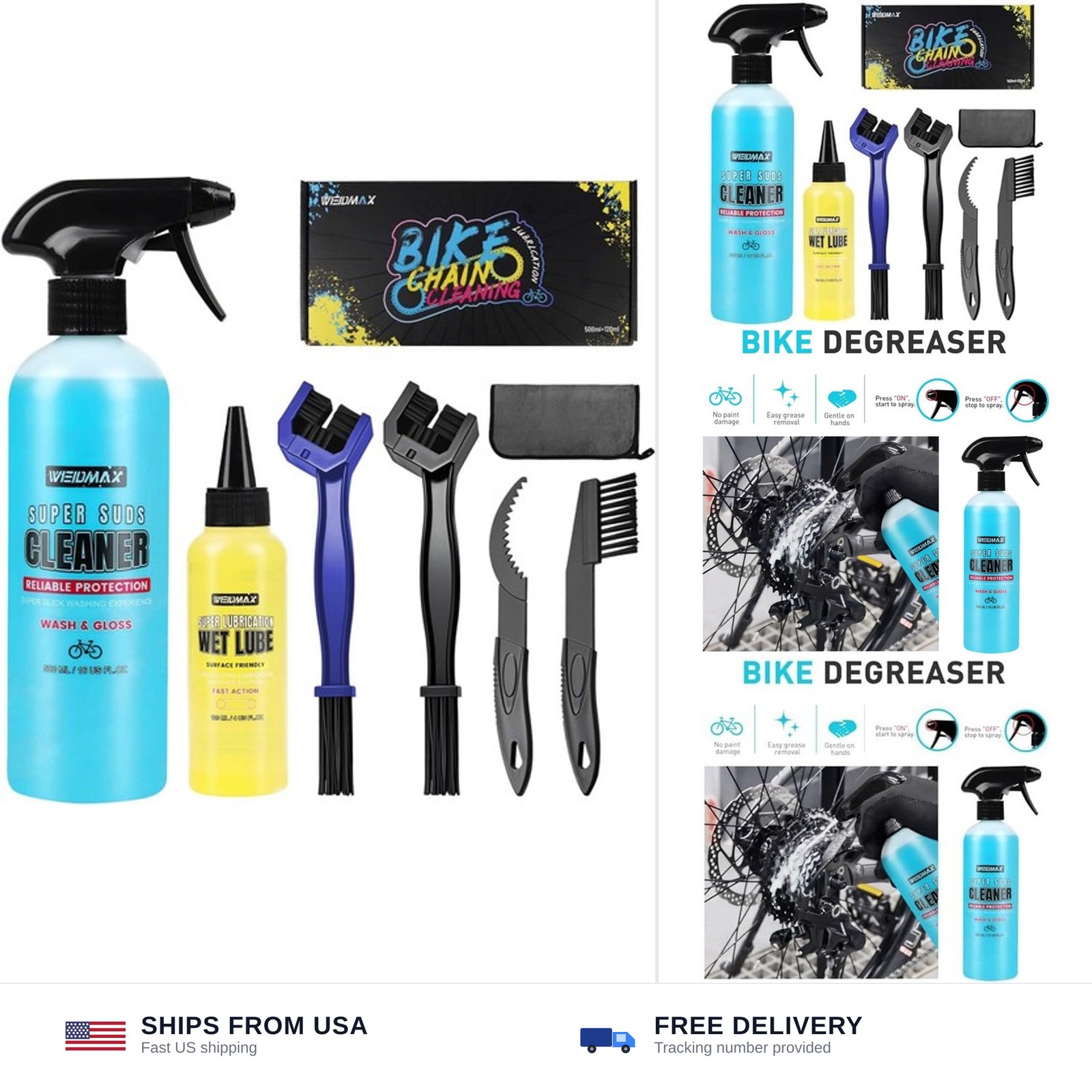 Bike Cleaner Set, 500ML – Fast-Action, Bike chain cleaner 120ml Chain Lube Br…